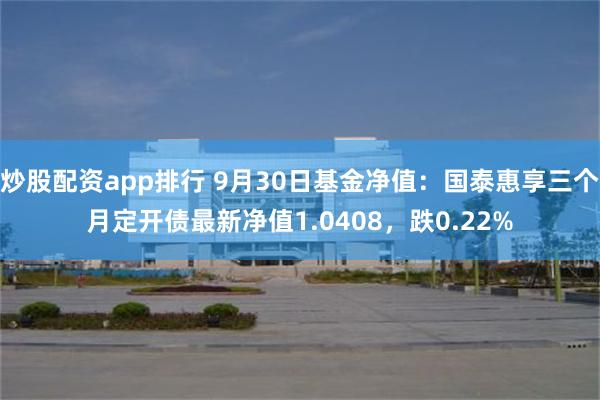 炒股配资app排行 9月30日基金净值：国泰惠享三个月定开债最新净值1.0408，跌0.22%