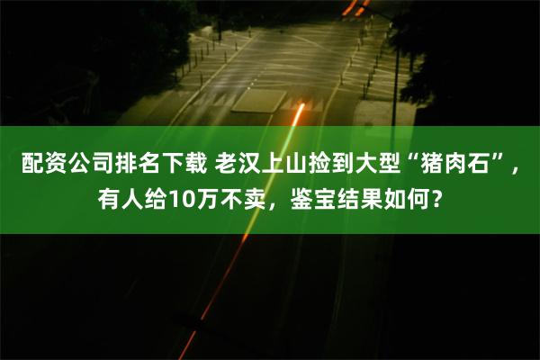 配资公司排名下载 老汉上山捡到大型“猪肉石”，有人给10万不卖，鉴宝结果如何？